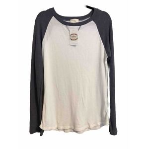 NEW Moonshot Womens Clothing Large Game Night Thermo Top‎ Long Sleeve Gray White